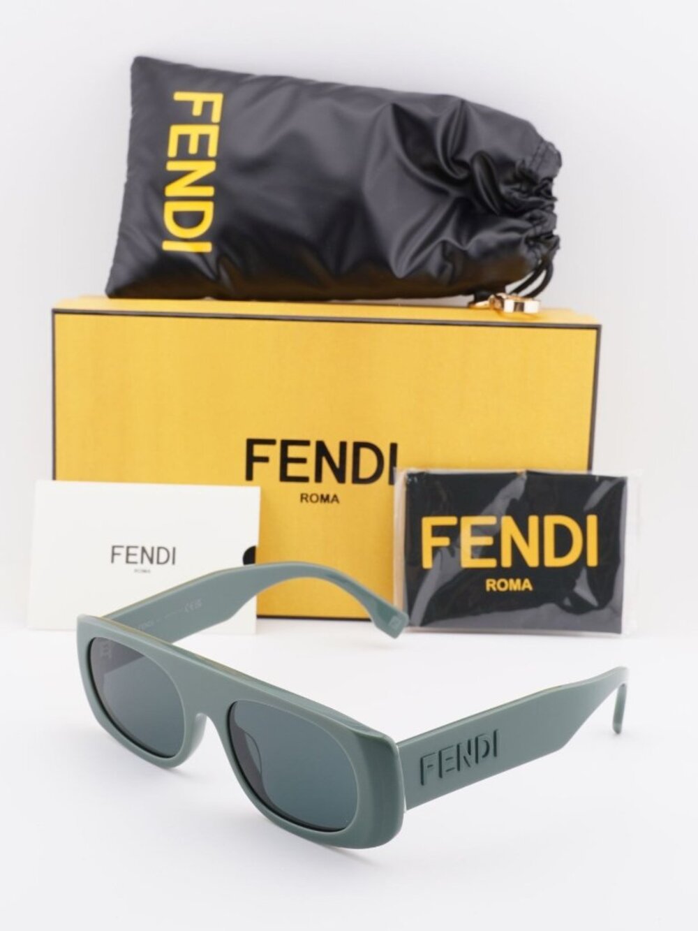 Fendi FE40169I 96N Rectangle Men Sunglasses - Green